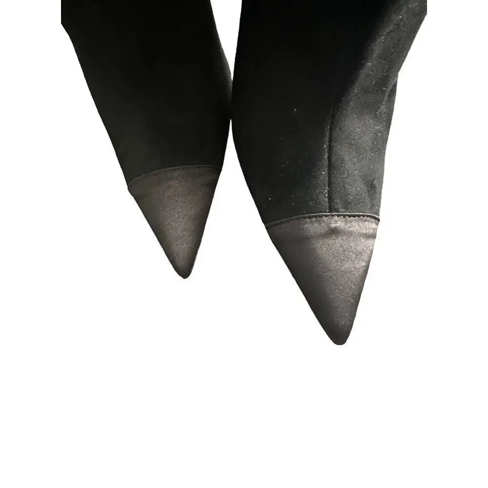 Good American Over the Knee Slouch Suede Boots Black GA173K-X Women's 7.5 NWOB